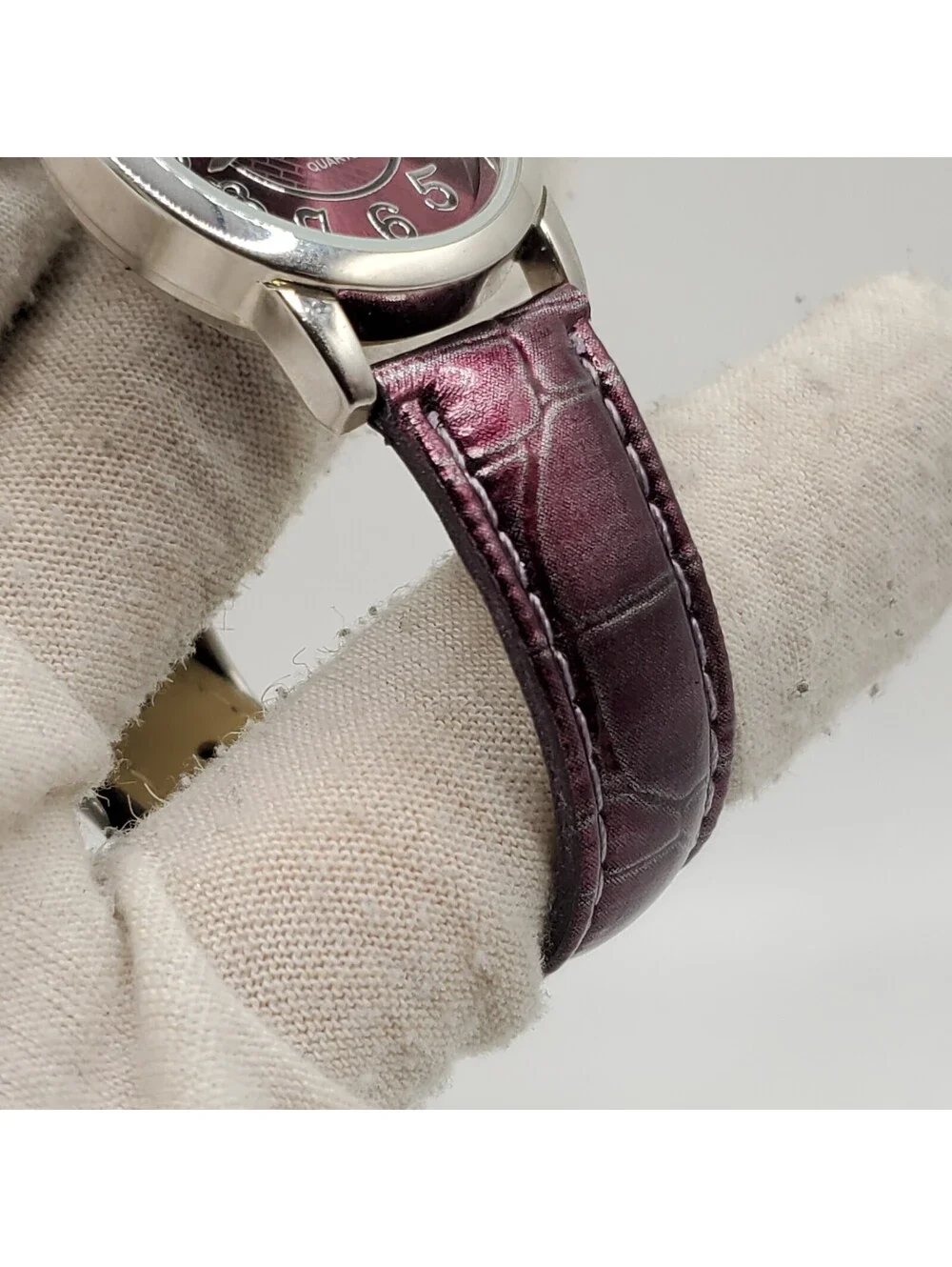 Purple Quartz Womens Watch 30mm Silver Tone Purple Band New Battery